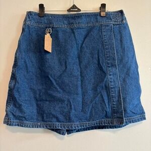 Vintage Y2K Preppy Denim Cotton Casual Summer Skort with Velcro Closure Medium